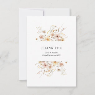 Whimsical Floral Wildblumen Foto Hochzeit Dankeskarte