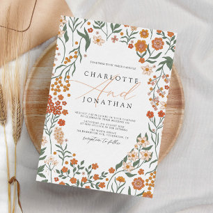 Whimsical Floral Wreath farbenfrohe Hochzeit Einladung