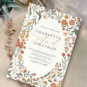 Whimsical Floral Wreath farbenfrohe Hochzeit Einladung