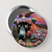 Whimsical Floral Ziege Capricorn Personalisiert Button (Vorne & Hinten)