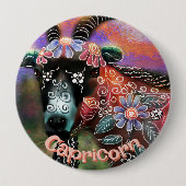 Whimsical Floral Ziege Capricorn Personalisiert Button (Vorderseite)