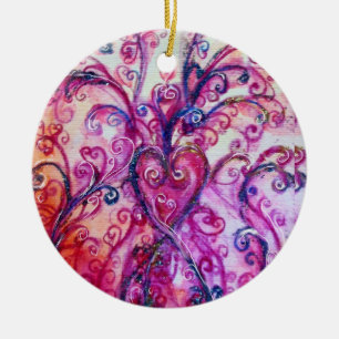 WHIMSICAL FLOURISHES  bright pink blue green Keramik Ornament