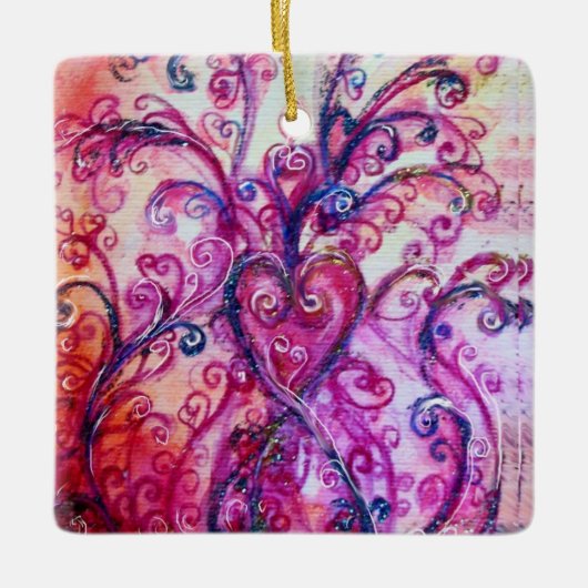 WHIMSICAL FLOURISHES bright pink blue green Keramikornament (Vorderseite)