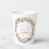 Whimsical flower fairy garden 2nd birthday pappbecher (Rückseite)