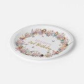 Whimsical flower fairy garden 2nd birthday pappteller (Schrägansicht)