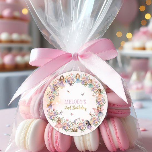 Whimsical flower fairy garden 2nd birthday  runder aufkleber