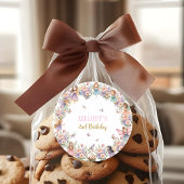 Whimsical flower fairy garden 2nd birthday runder aufkleber