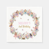 Whimsical flower fairy garden 2nd birthday  serviette (Vorderseite)