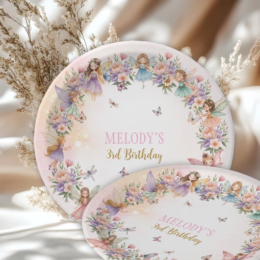 Whimsical flower fairy garden 3rd birthday  pappteller