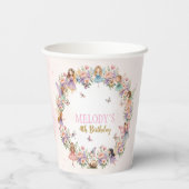 Whimsical flower fairy garden 4th birthday pappbecher (Rückseite)