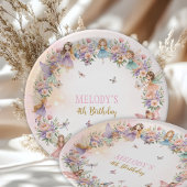 Whimsical flower fairy garden 4th birthday pappteller