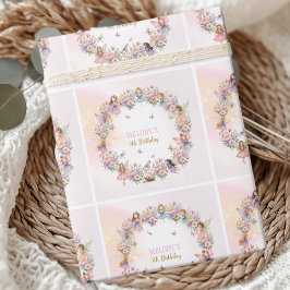 Whimsical flower fairy garden 5th birthday  geschenkpapier