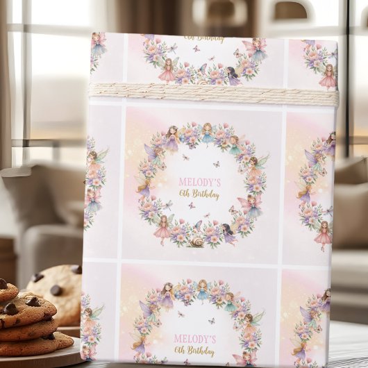 Whimsical flower fairy garden 6th birthday geschenkpapier