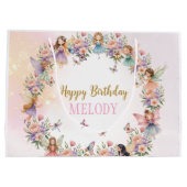 Whimsical flower fairy garden birthday große geschenktüte (Rückseite)