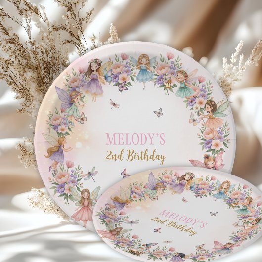 Whimsical Flower Fairy Garten 2. Geburtstag Pappteller