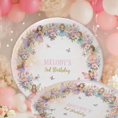 Whimsical Flower Fairy Garten 3. Geburtstag  Pappteller