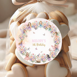 Whimsical Flower Fairy Garten 5. Geburtstag Runder Aufkleber