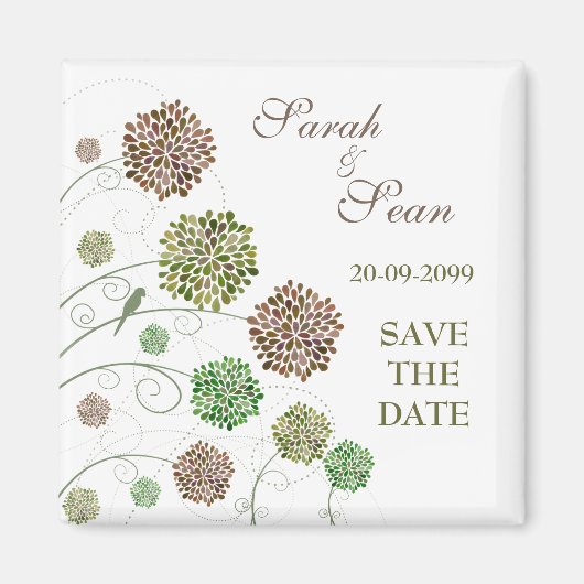 Whimsical Flower Garden Speichern Sie das Date Mag Magnet (Vorne)