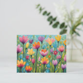 Whimsical Flower Meadow Blooming Wildflowers Postkarte (Stehend Vorderseite)