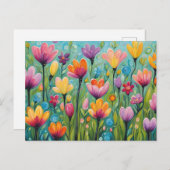 Whimsical Flower Meadow Blooming Wildflowers Postkarte (Vorne/Hinten)