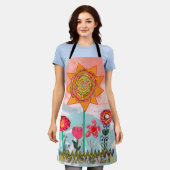 Whimsical Flowers All-Over Print Apron Schürze (Getragen)