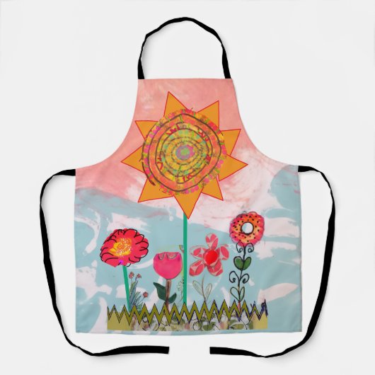 Whimsical Flowers All-Over Print Apron Schürze (Vorderseite)