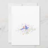 Whimsical Flowers & Blue Birds Watercolor Wedding Einladung (Rückseite)