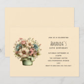 Whimsical Flowers in a Planter Pot Birthday Einladung (Vorne/Hinten)