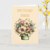 Whimsical Flowers in a Planter Pot Cute Birthday Karte (Gelbe Blume)