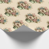 Whimsical Flowers in a Planter Pot Cute Pattern Geschenkpapier (Ecke)