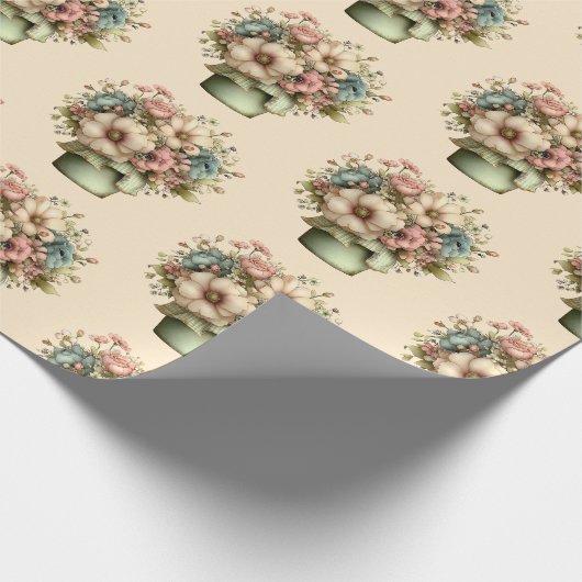Whimsical Flowers in a Planter Pot Cute Pattern Geschenkpapier (Ecke)