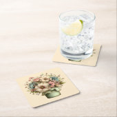 Whimsical Flowers in a Planter Pot Cute Rechteckiger Pappuntersetzer (Vor Ort)