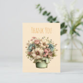 Whimsical Flowers in a Planter Pot Cute Thank You Postkarte (Stehend Vorderseite)
