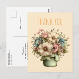 Whimsical Flowers in a Planter Pot Cute Thank You Postkarte