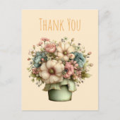 Whimsical Flowers in a Planter Pot Cute Thank You Postkarte (Vorderseite)