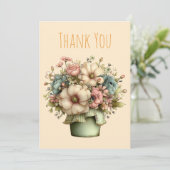 Whimsical Flowers in a Planter Pot Dankeskarte (Stehend Vorderseite)