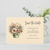 Whimsical Flowers in a Planter Pot Save The Date (Stehend Vorderseite)