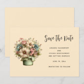 Whimsical Flowers in a Planter Pot Save The Date (Vorne/Hinten)