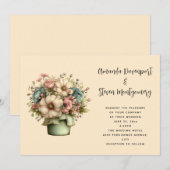 Whimsical Flowers in a Planter Pot Wedding Einladung (Vorne/Hinten)