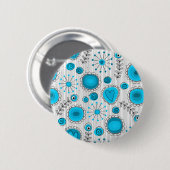 Whimsical flowers in blue and white button (Vorne & Hinten)