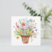 Whimsical Flowers in Pot Cheer Thinking of You Karte (Stehend Vorderseite)