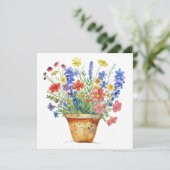 Whimsical Flowers in Pot Thinking of You Cheerup Karte (Stehend Vorderseite)
