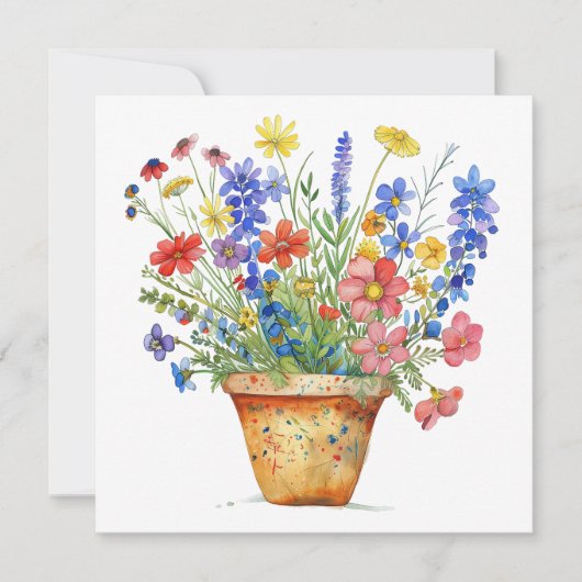 Whimsical Flowers in Pot Thinking of You Cheerup Karte (Vorderseite)