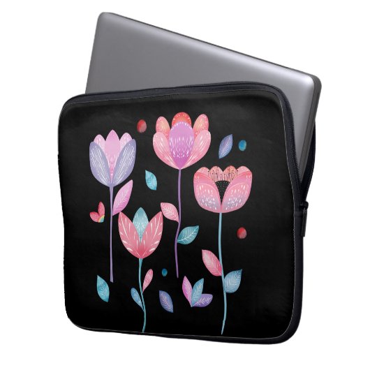 Whimsical Flowers Laptopschutzhülle (Vorderseite Links)