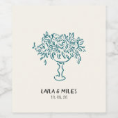 Whimsical flowers wedding hand drawn weinetikett (Einzelnes Label)