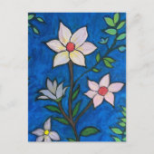 Whimsical Flowers with Blue Background Postkarte (Vorderseite)