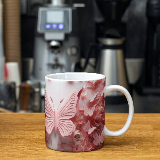 Whimsical Flügel: 3D Pink Butterfly Tasse