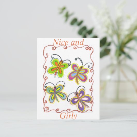 Whimsical Flügel: Atemberaubendes Schmetterlingsde Postkarte (Stehend Vorderseite)