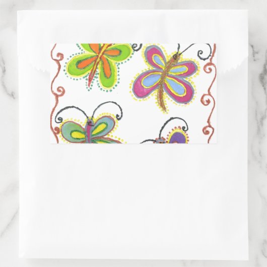 Whimsical Flügel: Atemberaubendes Schmetterlingsde Rechteckiger Aufkleber (Tasche)