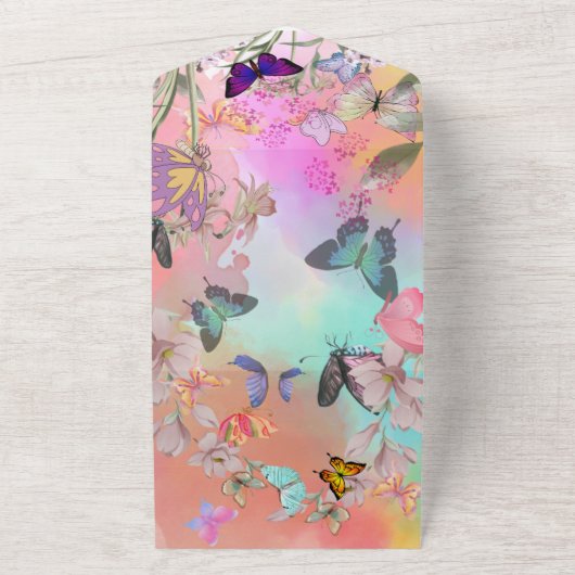 Whimsical Flügel: Hochzeit der Wasserfarbenblutblu All In One Einladung (Außenbereich)